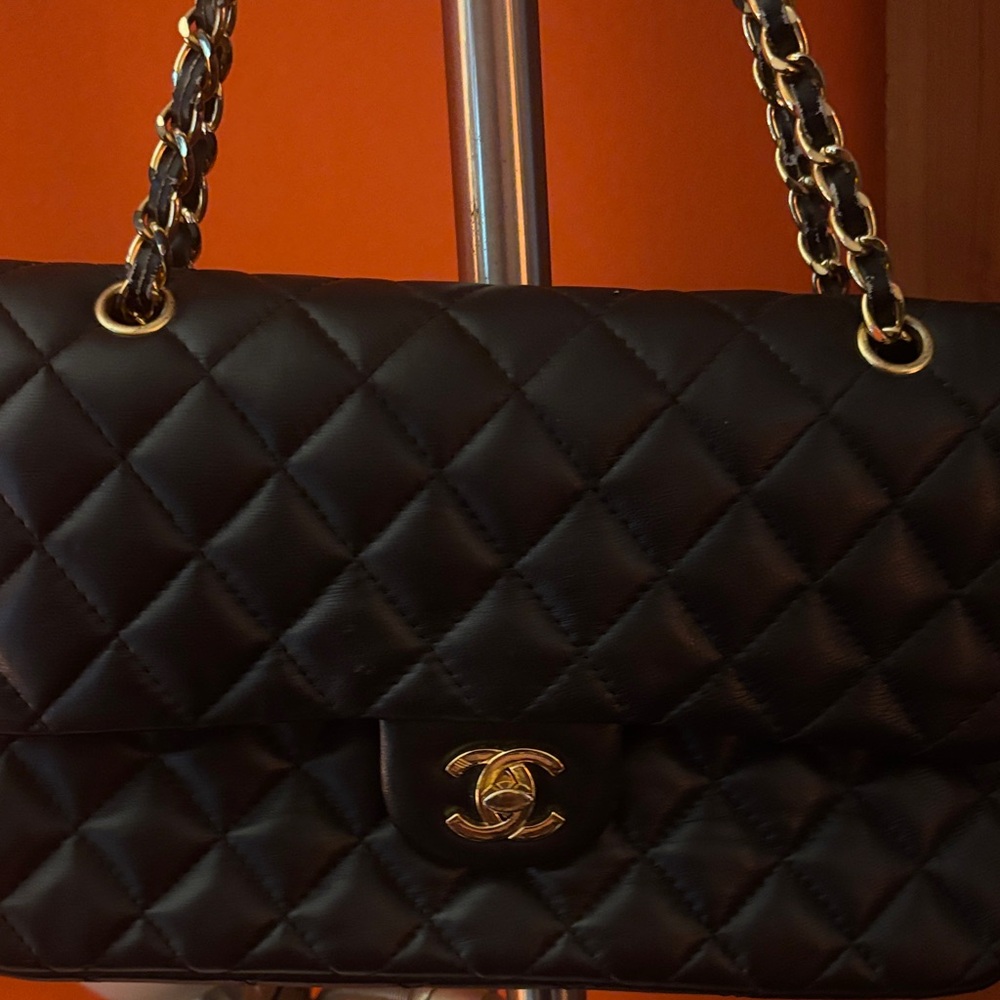 Chanel Black Quilted Shoulder Bag with Gold Accents